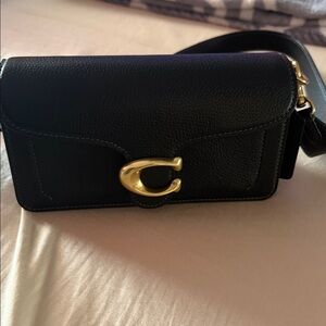 Coach Black Leather Crossbody Bag with Gold C Hardware